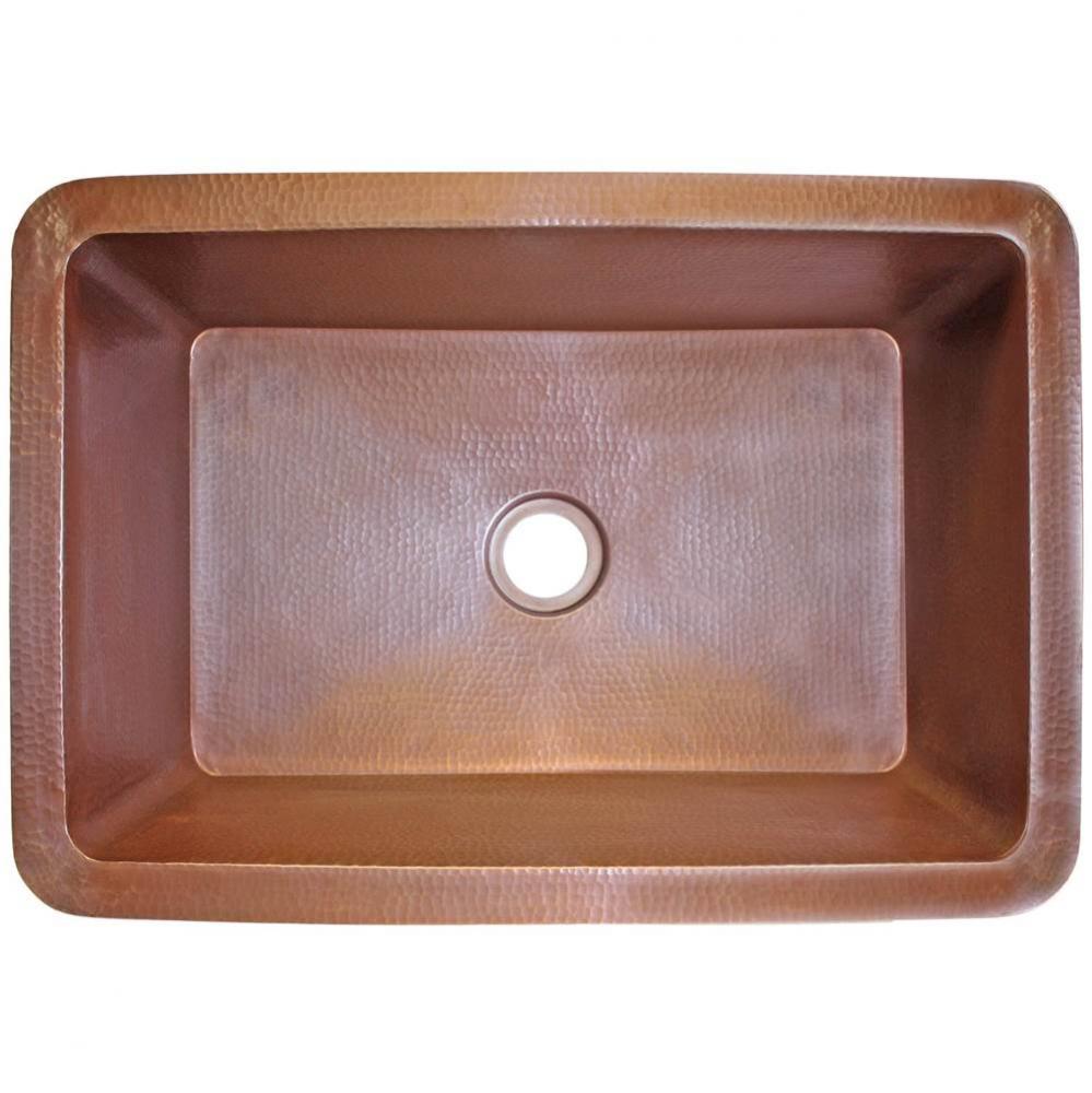 Hammered Rectangular Box Sink with 2'' drain opening