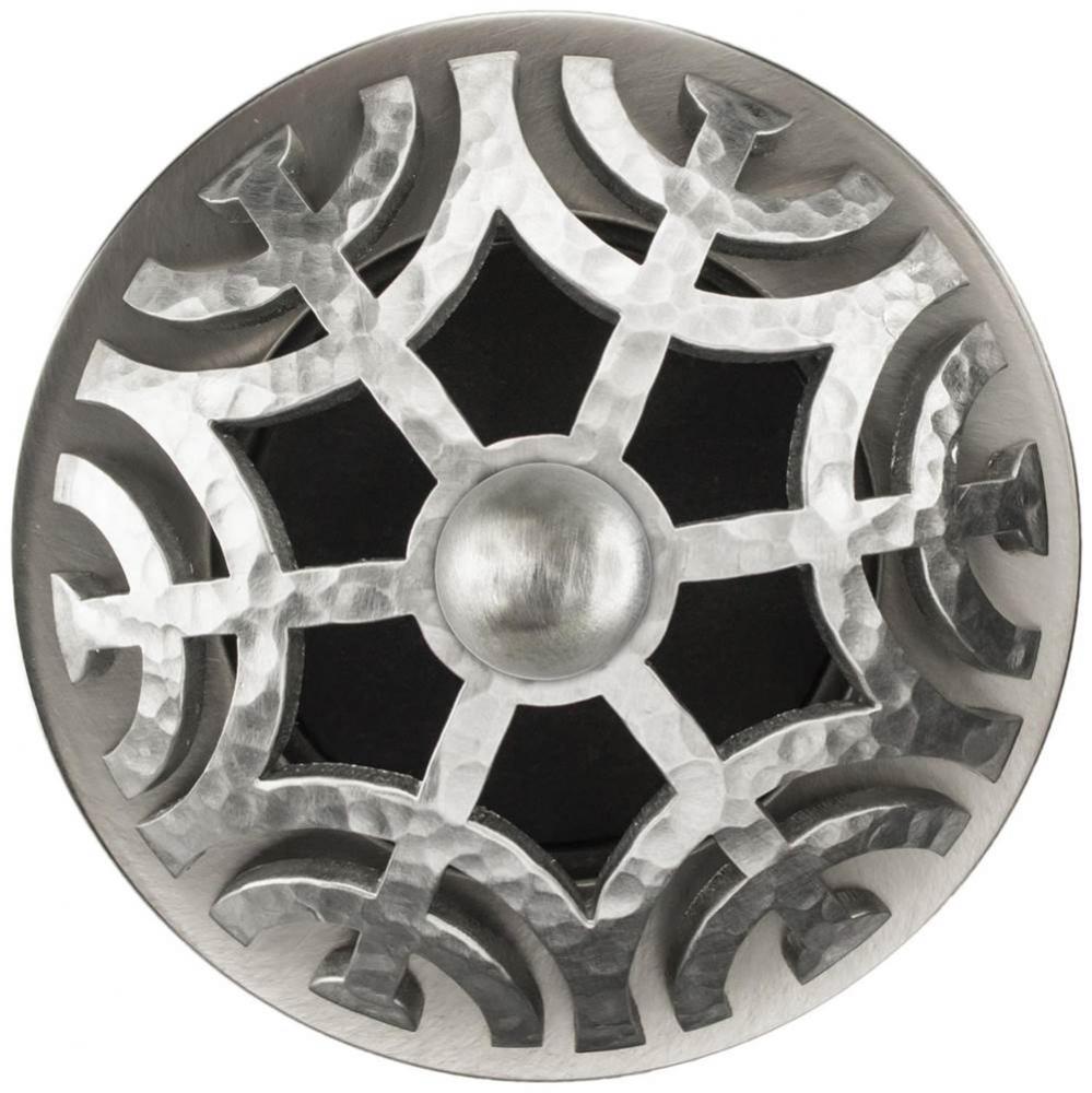 Maze Grid Strainer - Satin Hammered Finish..Sphere Screw, With Overflow