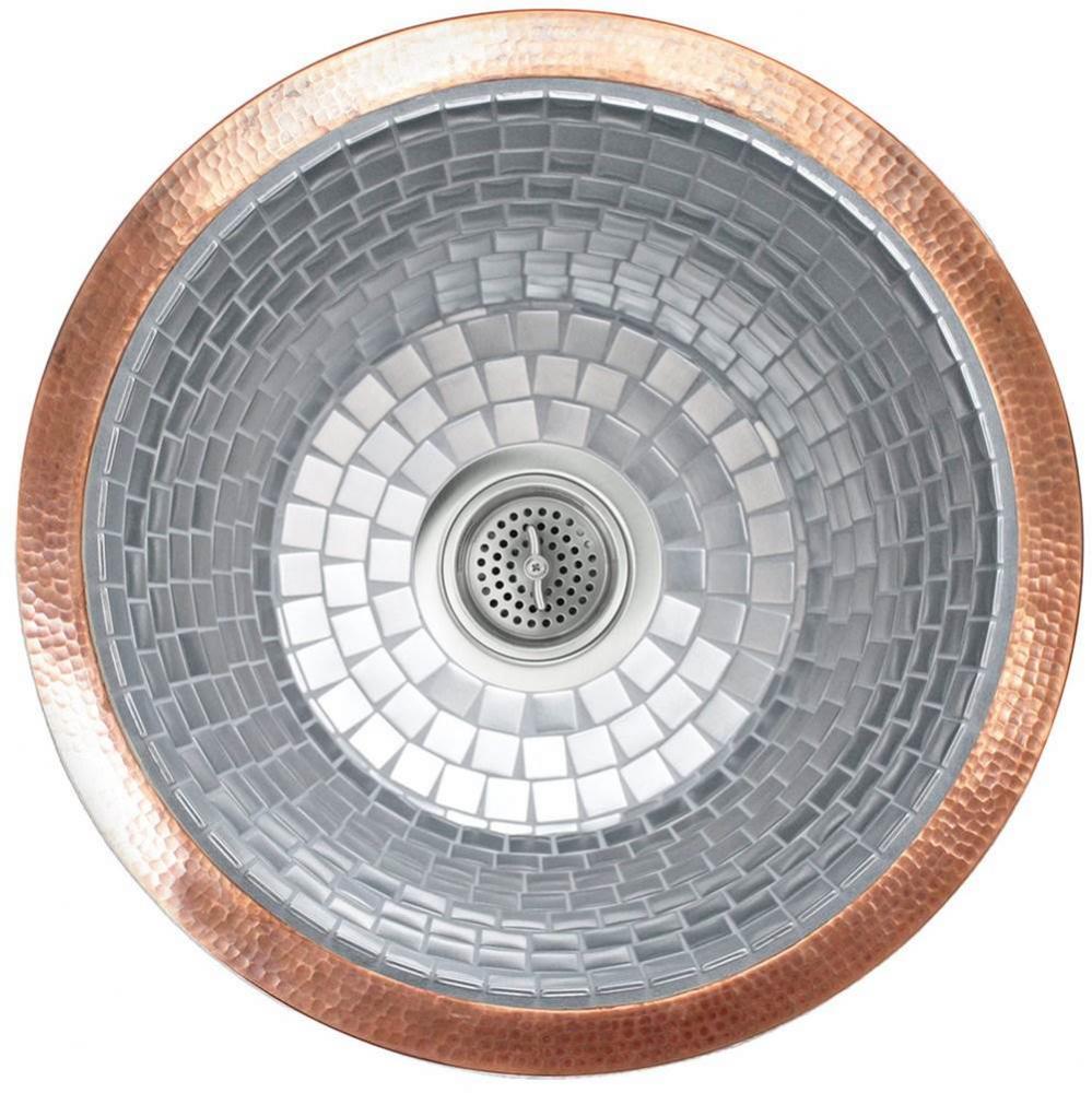 Undermount Round Kitchen Sink w/ Stainless Steel Mosaic Tile Interior