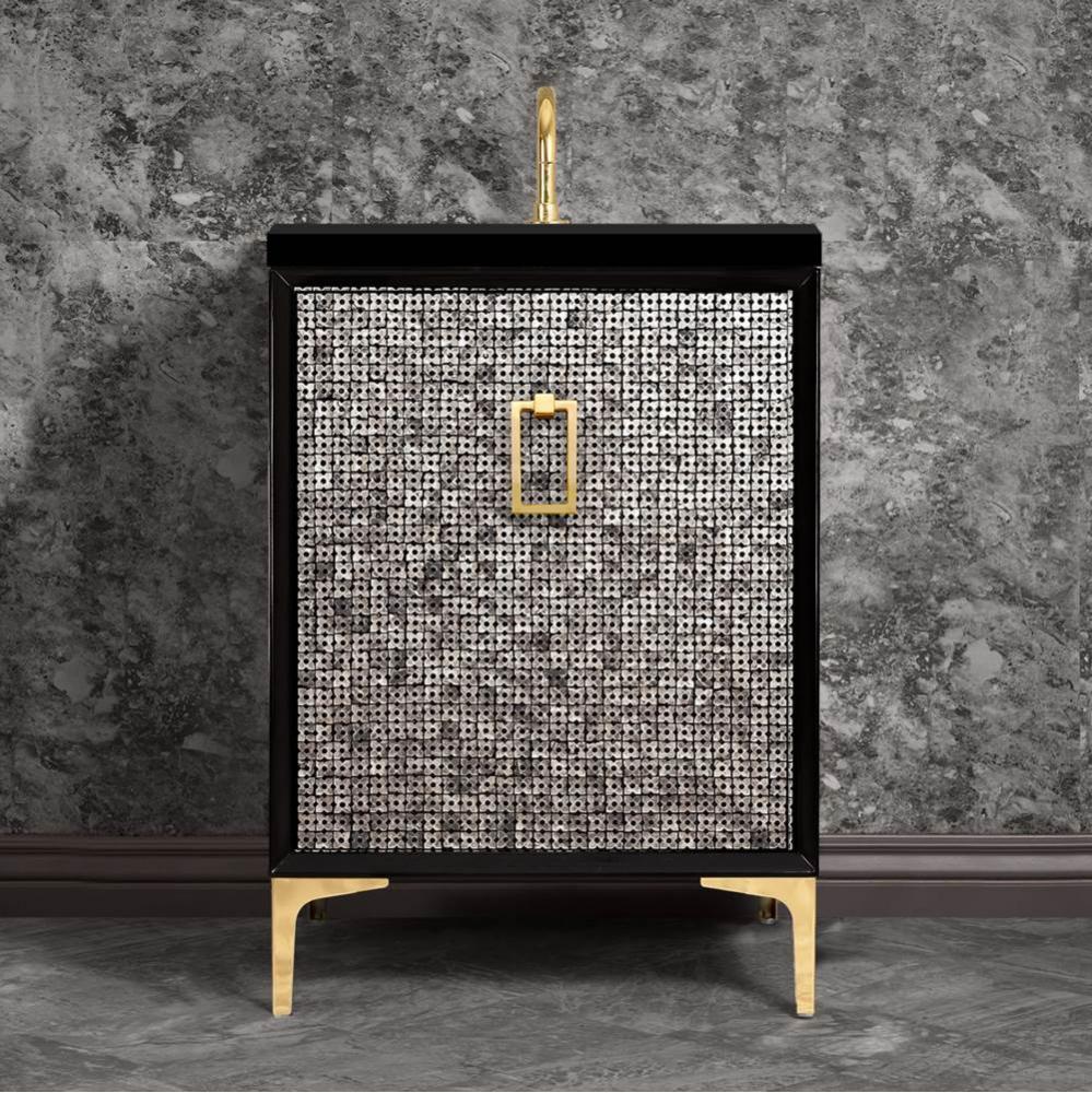 MOTHER OF PEARL with Coach Pull 36'' Wide Vanity, Black, Polished Brass Hardware, 36&apo