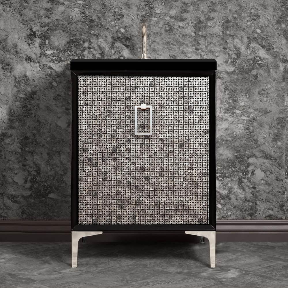 MOTHER OF PEARL with Coach Pull 24'' Wide Vanity, Black, Polished Nickel Hardware, 24&ap