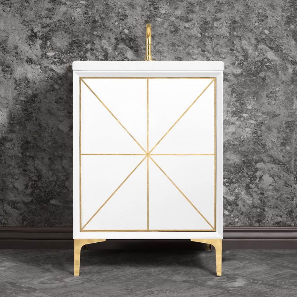 DIVERGENCE 36'' Wide Vanity, White, Polished Brass Hardware, 36'' x 22'&a