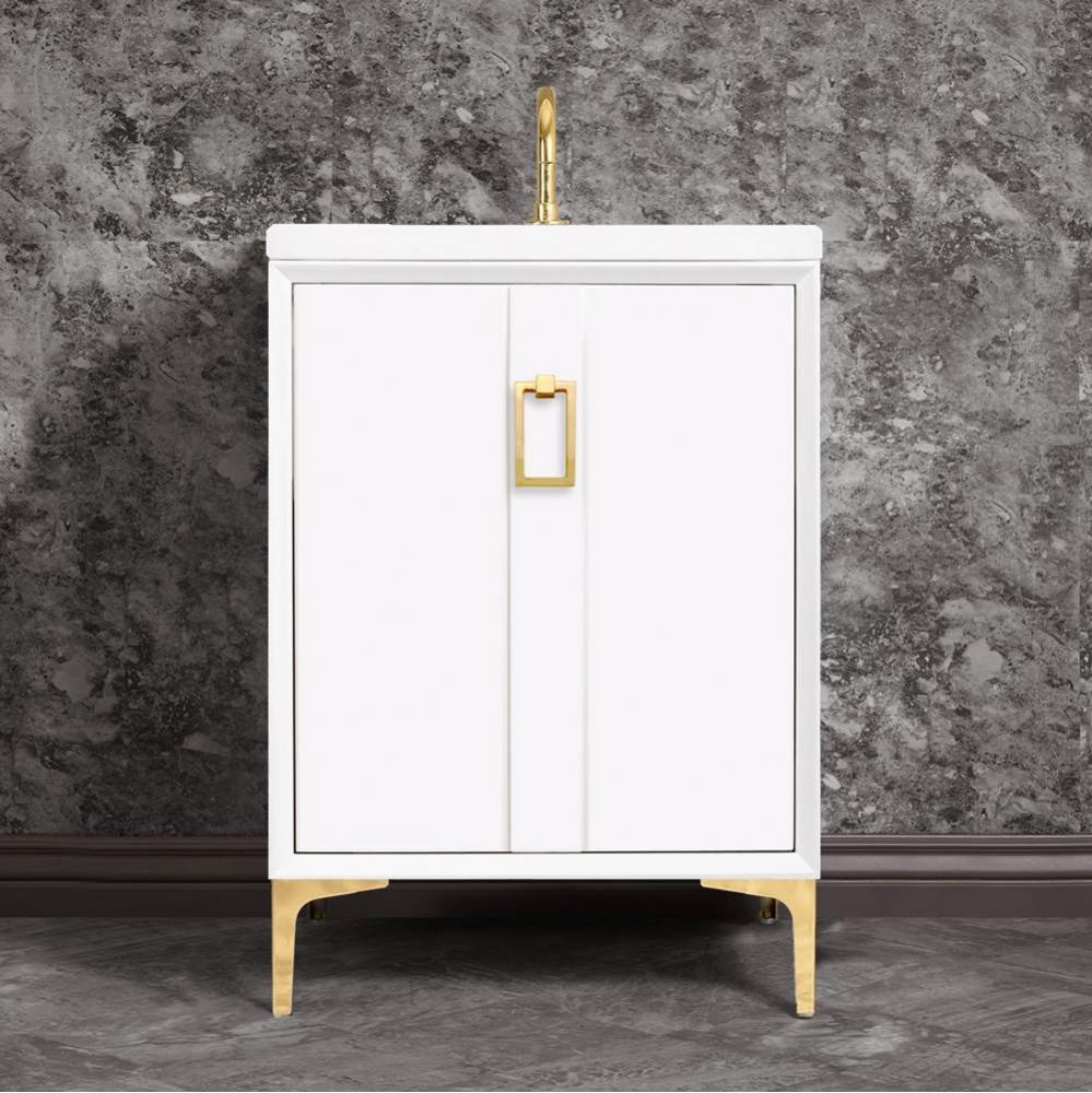 TUXEDO with Coach Pull 30'' Wide Vanity, White, Polished Nickel Hardware, 30''