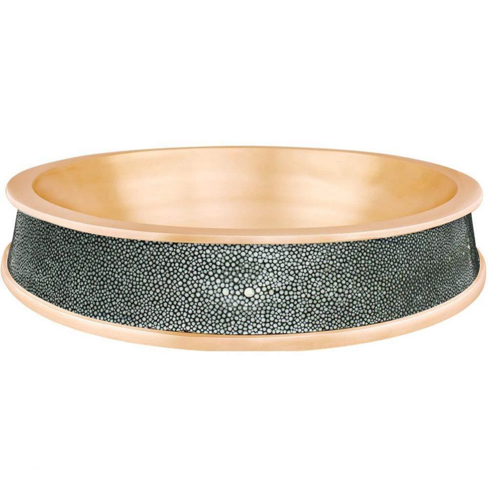 Semi-Recessed Bowl w/ Gray Shagreen Unlacquered Brass - Vessel