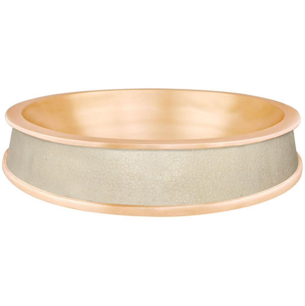 Semi-Recessed Bowl w/ White Shagreen Unlacquered Brass - Vessel