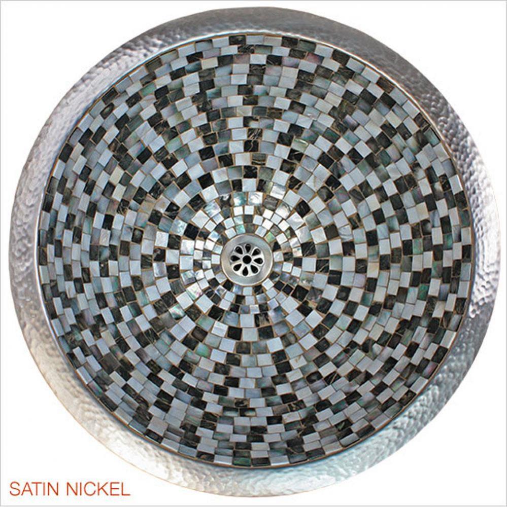 Large Round mosaic Sink - Weathered Copper