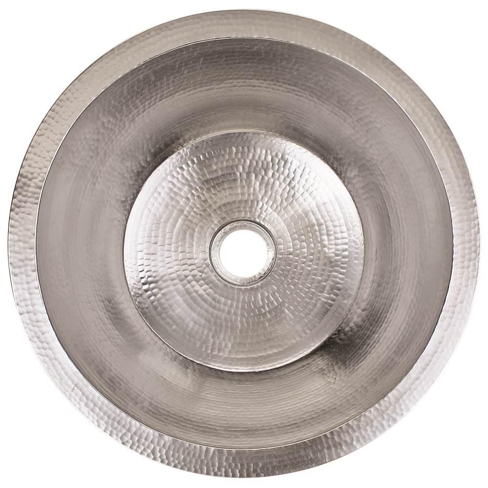 Hammered Small Round Flat Bottom Bar/Utility, 2'' drain opening