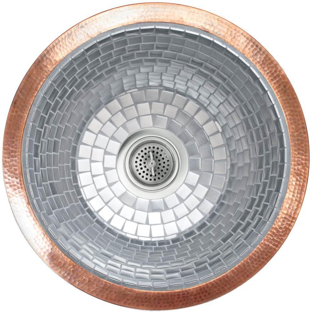 Unfinished Copper Rim with Stainless Steel Mosaic Tile Interior