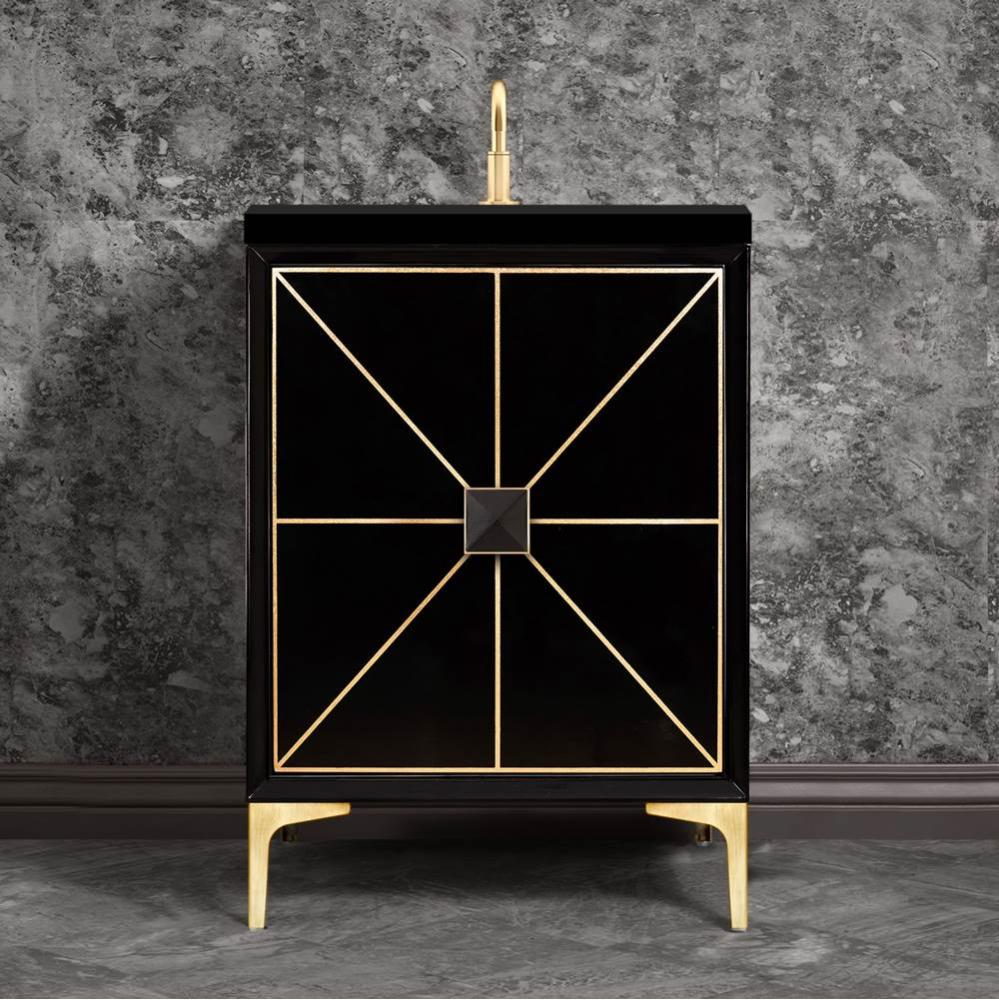 Divergence with 3'' Black Artisan Glass Prism, 24'' Wide Vanity, Black, Satin