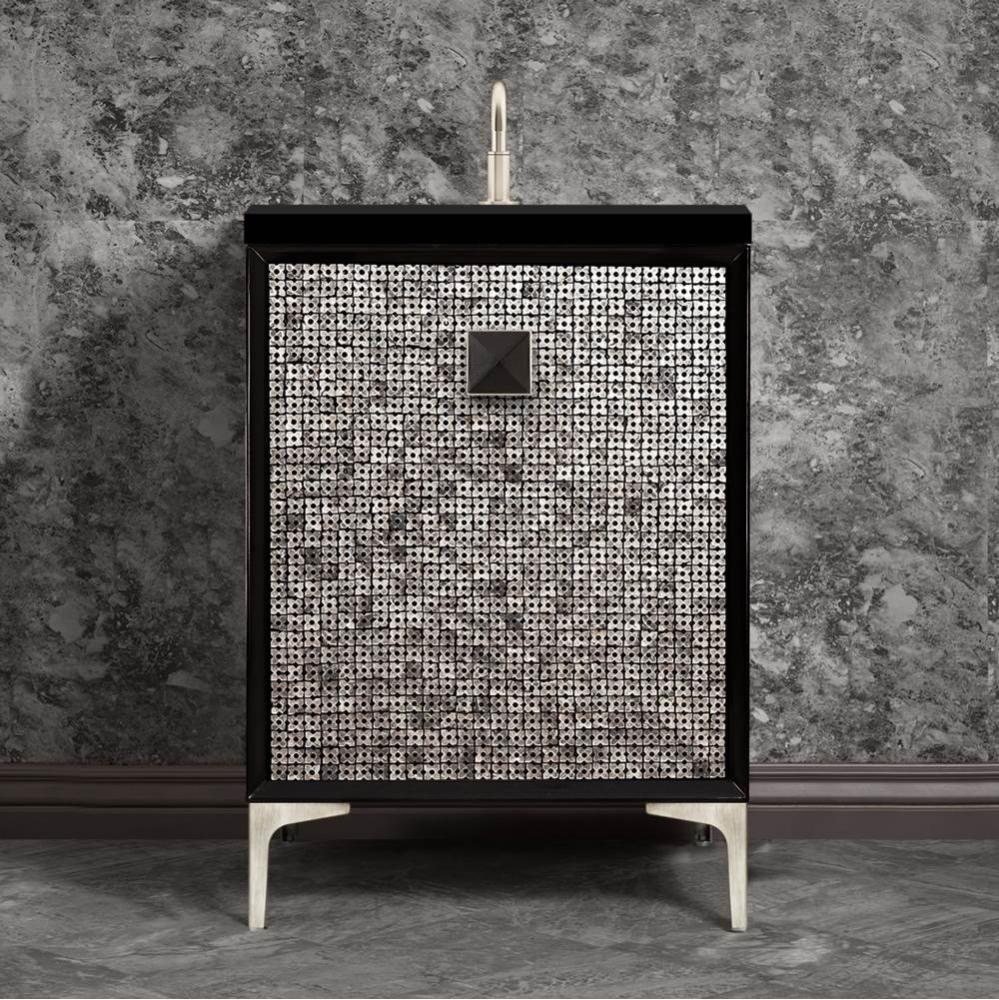 MOTHER OF PEARL with 3'' Artisan Glass Prism Hardware 24'' Wide Vanity, Black,