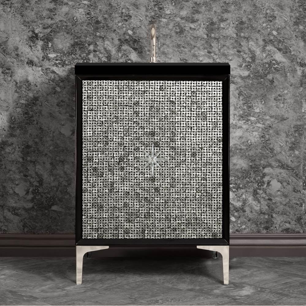 Mother of Pearl with 3'' Polished Nickel Star Hardware, 24'' Wide Vanity, Blac