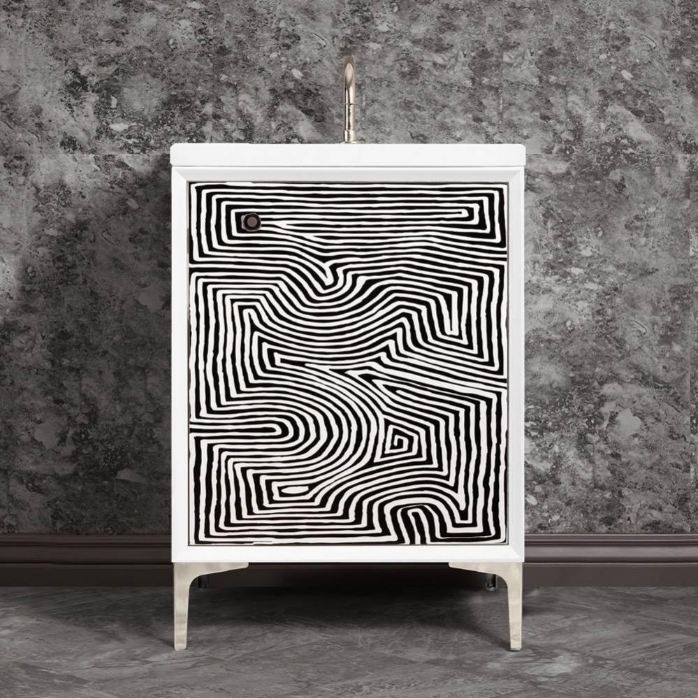 Kuba 24'' Wide White Vanity with Artisan Painted Finish and Polished Nickel Hardware