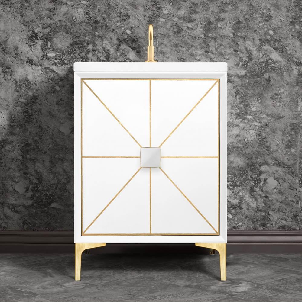 Divergence with 3'' Artisan Glass Prism, 24'' Wide Vanity, White, Satin Brass