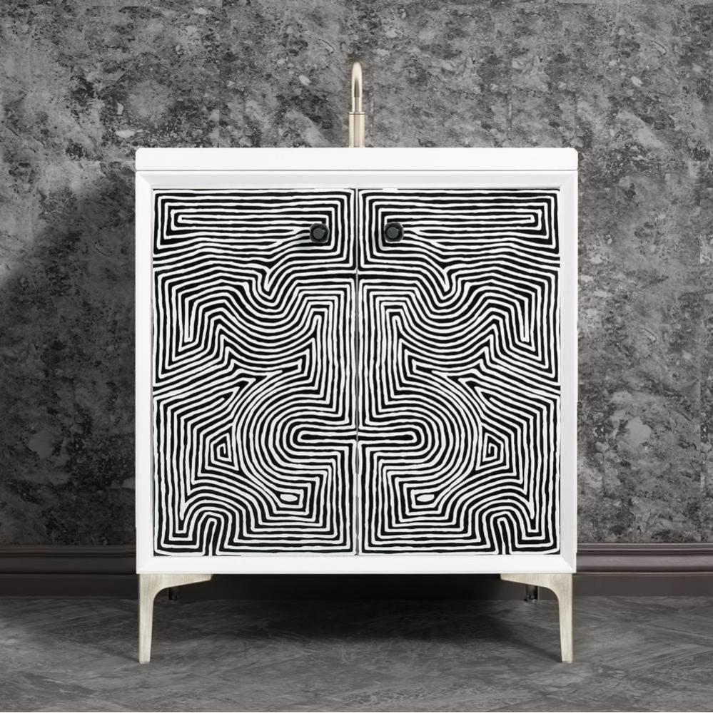 Kuba 30'' Wide White Vanity with Artisan Painted Finish and Polished Nickel Hardware
