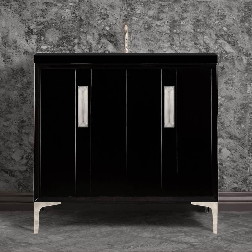 TUXEDO with 8'' Artisan Glass Prism Hardware 36'' Wide Vanity, Black, Polished