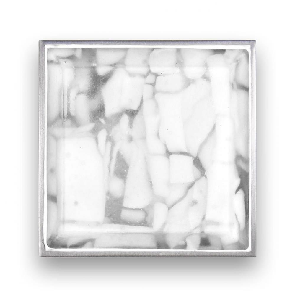 3'' Artisan Glass Prism Vanity Hardware, Small Square with White Tiger Prism