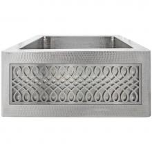 Linkasink C074-3.5 SS - Hammered Inset Apron Front Hammered Bar Sink - (Price Does Not Inlcude Inset Panel)