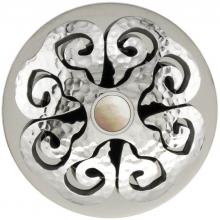 Linkasink D012 PH-SCR02-O - Hawaiian Quilt Grid Strainer - Satin Hammered Finish, Mother of Pearl Screw, With Overflow