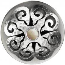 Linkasink D012 SH-SCR02-N - Hawaiian Quilt Grid Strainer - Satin Hammered Finish, Mother of Pearl Screw, No Overflow