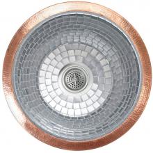 Linkasink V042 UM - Undermount Round Kitchen Sink w/ Stainless Steel Mosaic Tile Interior