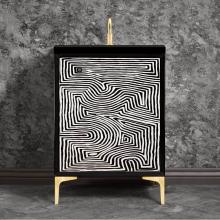 Linkasink VAN24B-003-SB - KUBA 24'' Wide Vanity, Black, Satin Brass Hardware, 24'' x 22'' x 33