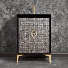 Linkasink VAN30B-006-PB - MOTHER OF PEARL with Arabesque Pull 30'' Wide Vanity, Black, Polished Brass Hardware, 30