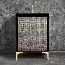 Linkasink VAN24B-007-SB - MOTHER OF PEARL with Coach Pull 24'' Wide Vanity, Black, Satin Brass Hardware, 24'&