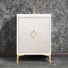 Linkasink VAN24W-004-SN - MOTHER OF PEARL with Arabesque Pull 24'' Wide Vanity, White, Satin Nickel Hardware, 24&a