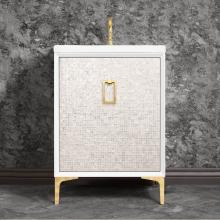 Linkasink VAN30W-005-SB - MOTHER OF PEARL with Coach Pull 30'' Wide Vanity, White, Satin Brass Hardware, 30'&
