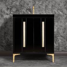 Linkasink VAN30B-021PB-06 - TUXEDO with 18'' Artisan Glass Prism Hardware 30'' Wide Vanity, Black, Polishe