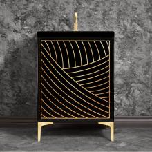 Linkasink VAN24B-001SB - Lateen 24'' Wide Black Vanity with Hand Applied Metal Leaf and Satin Brass Hardware, 24&