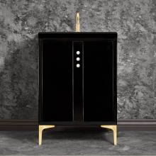 Linkasink VAN24B-009SB - Tuxedo 24'' Wide Black Vanity with Satin Brass Buttons and Hardware, 24'' x 22