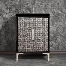 Linkasink VAN24B-016PN-SLV - MOTHER OF PEARL with 8'' Artisan Glass Prism Hardware 24'' Wide Vanity, Black,