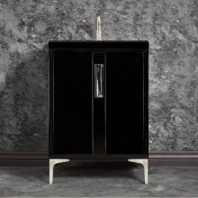 Linkasink VAN24B-020SN-06 - TUXEDO with 8'' Artisan Glass Prism Hardware 24'' Wide Vanity, Black, Satin Ni