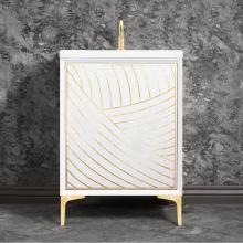 Linkasink VAN24W-001SB - Lateen 24'' Wide White Vanity with Hand Applied Metal Leaf and Satin Brass Hardware, 24&