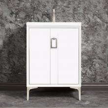 Linkasink VAN24W-008SN - Tuxedo 24'' Wide White Vanity with Satin Nickel Coach Pull and Hardware, 24''