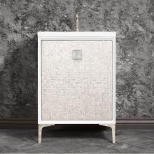 Linkasink VAN24W-015PN-SLV - MOTHER OF PEARL with 3'' Artisan Glass Prism Hardware 24'' Wide Vanity, White,