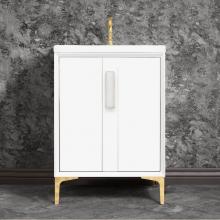 Linkasink VAN24W-020PB-01 - TUXEDO with 8'' Artisan Glass Prism Hardware 24'' Wide Vanity, White, Polished
