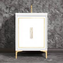 Linkasink VAN24W-024PB-05 - LINEA with 8'' Artisan Glass Prism Hardware 24'' Wide Vanity, White, Polished