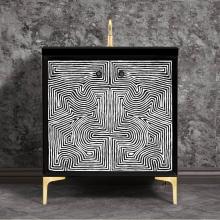 Linkasink VAN30B-003SB - Kuba 30'' Wide Black Vanity with Artisan Painted Finish and Satin Brass Hardware, 30&apo
