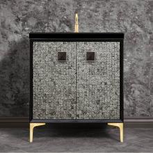 Linkasink VAN30B-015SB-04 - MOTHER OF PEARL with 3'' Artisan Glass Prism Hardware 30'' Wide Vanity, Black,