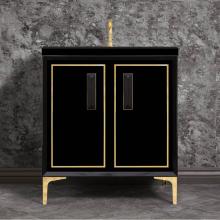 Linkasink VAN30B-024PB-04 - LINEA with 8'' Artisan Glass Prism Hardware 30'' Wide Vanity, Black, Polished