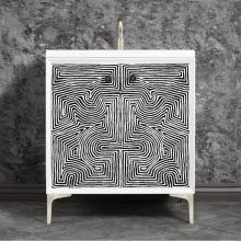 Linkasink VAN30W-003SN - Kuba 30'' Wide White Vanity with Artisan Painted Finish and Polished Nickel Hardware