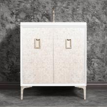 Linkasink VAN30W-005PN - Mother of Pearl 30'' Wide White Vanity with Polished Nickel Coach Pull and Hardware