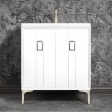 Linkasink VAN30W-008SN - Tuxedo 30'' Wide White Vanity with Satin Nickel Coach Pull and Hardware