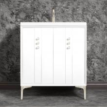 Linkasink VAN30W-009SN - Tuxedo 30'' Wide White Vanity with Satin Nickel Buttons and Hardware