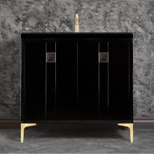 Linkasink VAN36B-019SB-04 - TUXEDO with 3'' Artisan Glass Prism Hardware 36'' Wide Vanity, Black, Satin Br