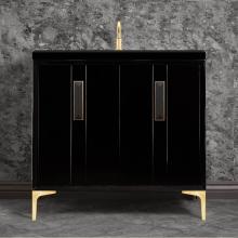Linkasink VAN36B-020SB-04 - TUXEDO with 8'' Artisan Glass Prism Hardware 36'' Wide Vanity, Black, Satin Br