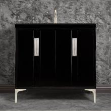 Linkasink VAN36B-020SN-SLV - TUXEDO with 8'' Artisan Glass Prism Hardware 36'' Wide Vanity, Black, Satin Ni