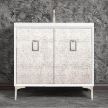 Linkasink VAN36W-005N - Mother of Pearl 36'' Wide White Vanity with Satin Nickel Coach Pull and Hardware